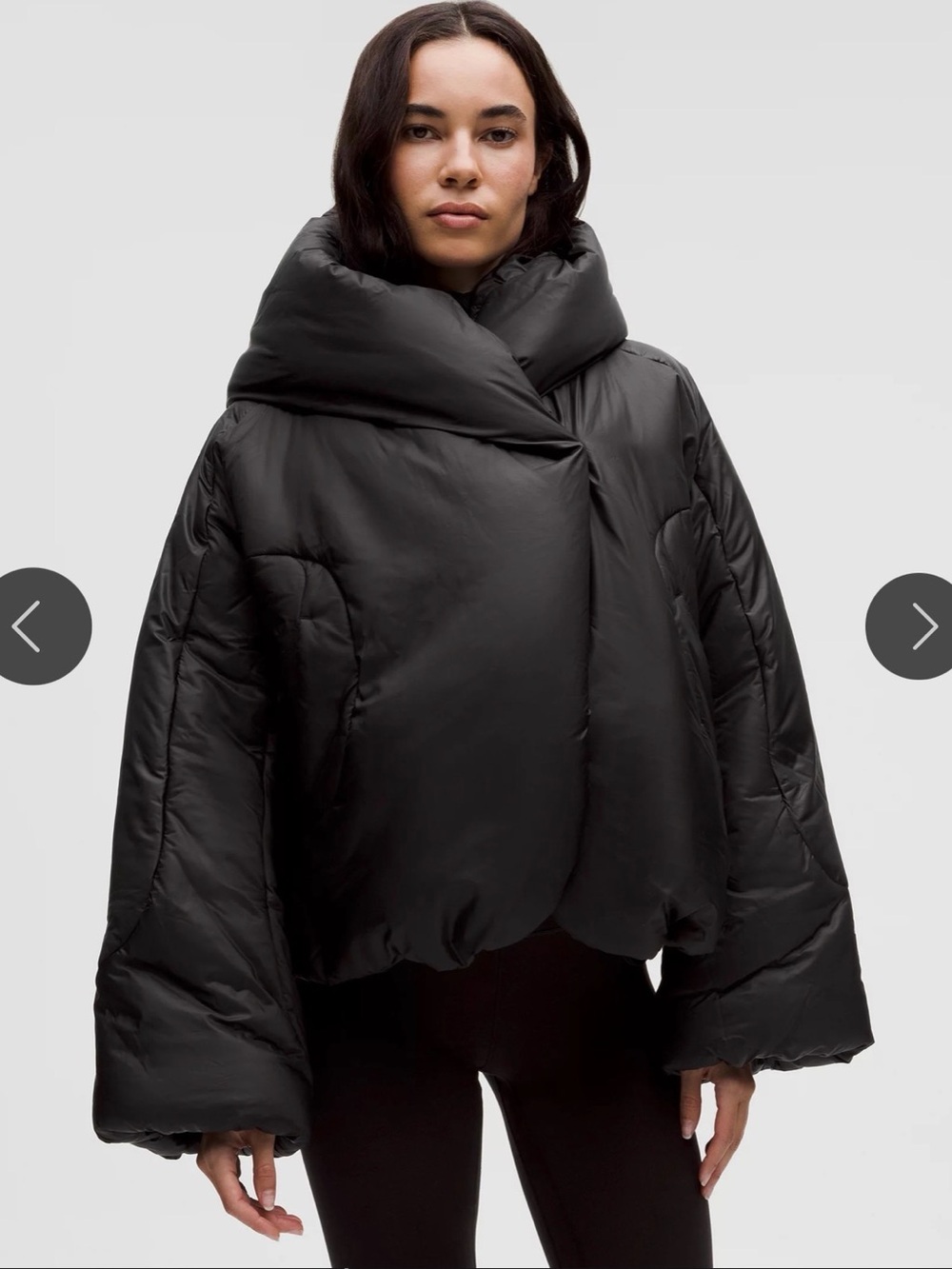 lululemon athletica Black Oversized Puffer Jacket with High Wrap Collar